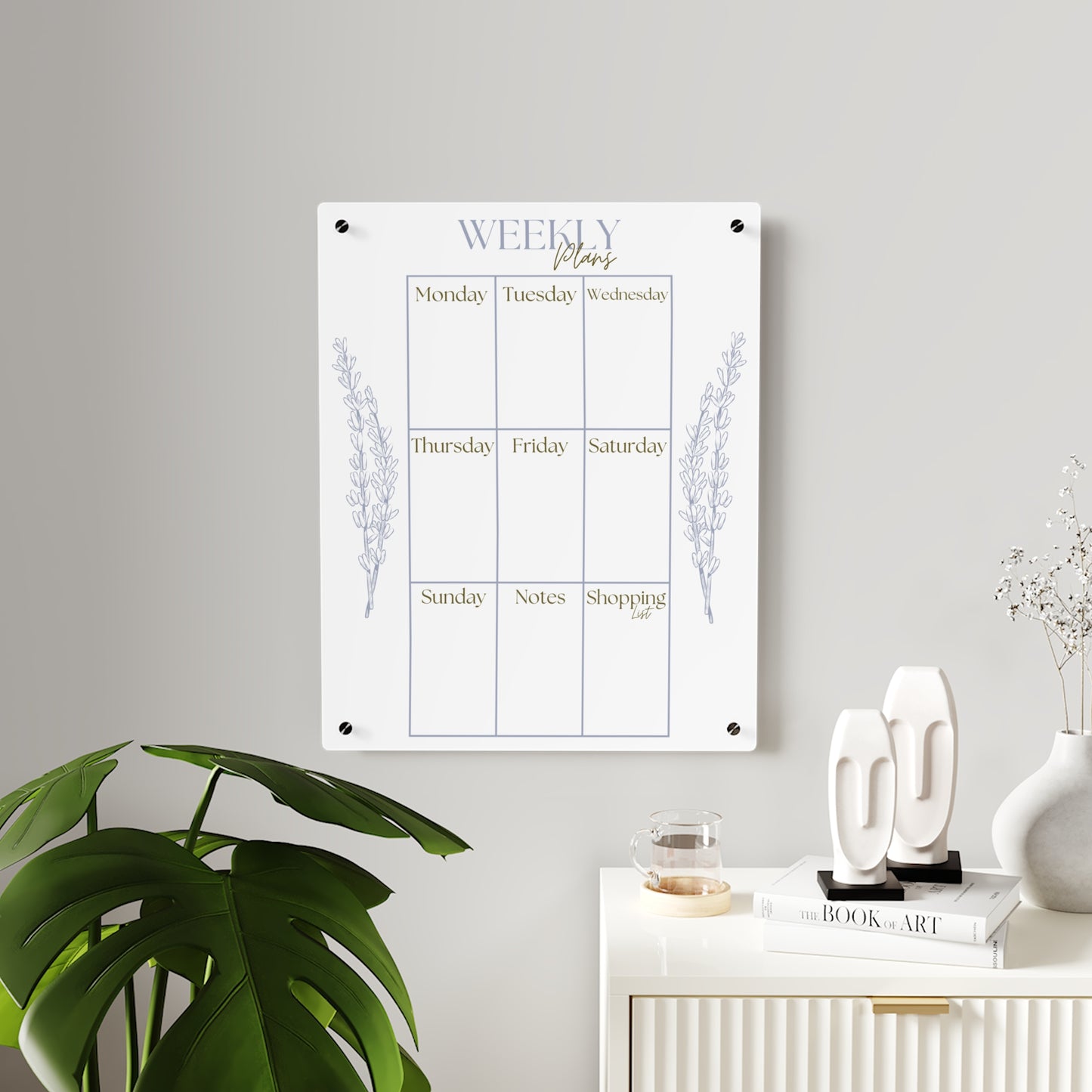 Weekly Planner Acrylic Wall Art Panel - Stylish Organization Decor